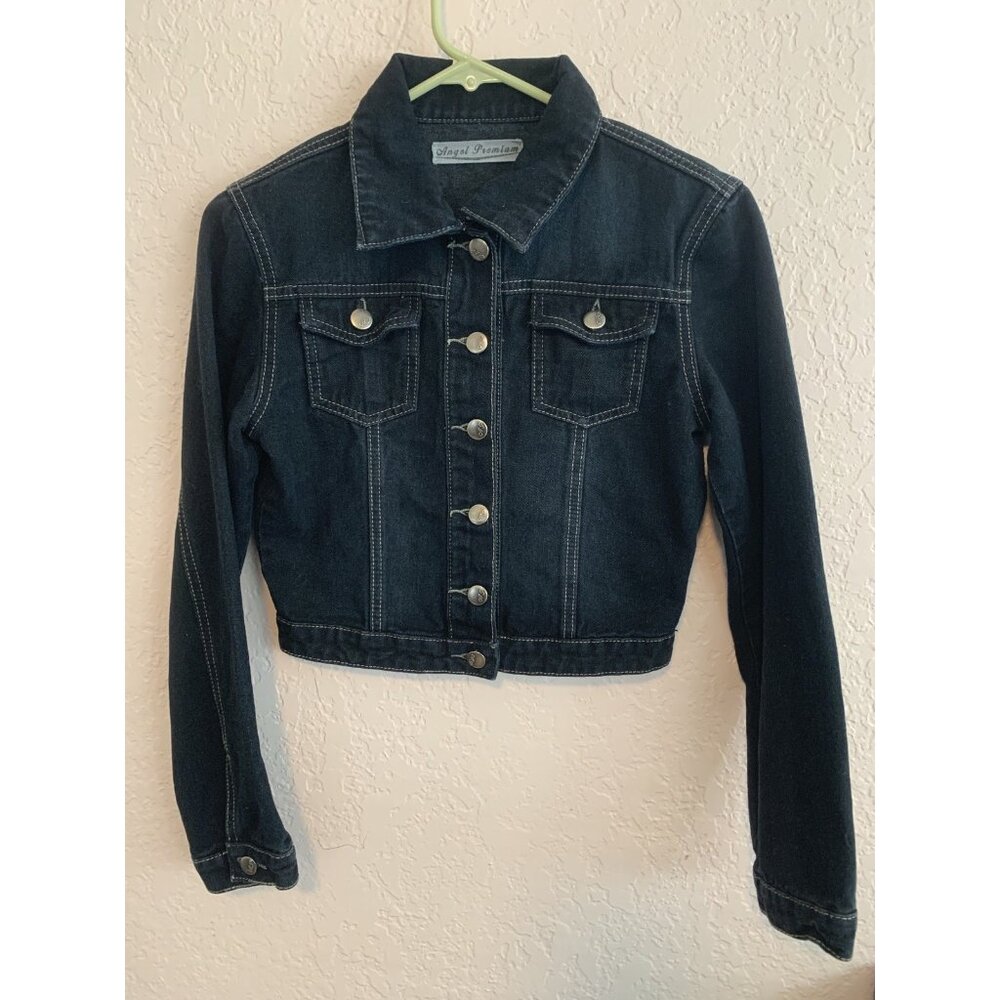 Angel Premium Jean Dk Wash Blue Denim Western Jacket Size Small